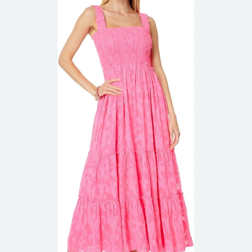 Lilly Pulitzer Hadley Smocked Maxi Dress Roxi Pink